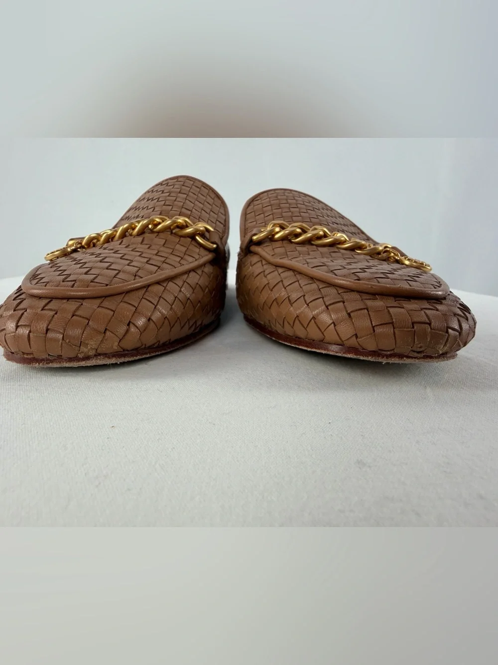 Tory Burch Benton Woven Mules in Moose Brown Size 10